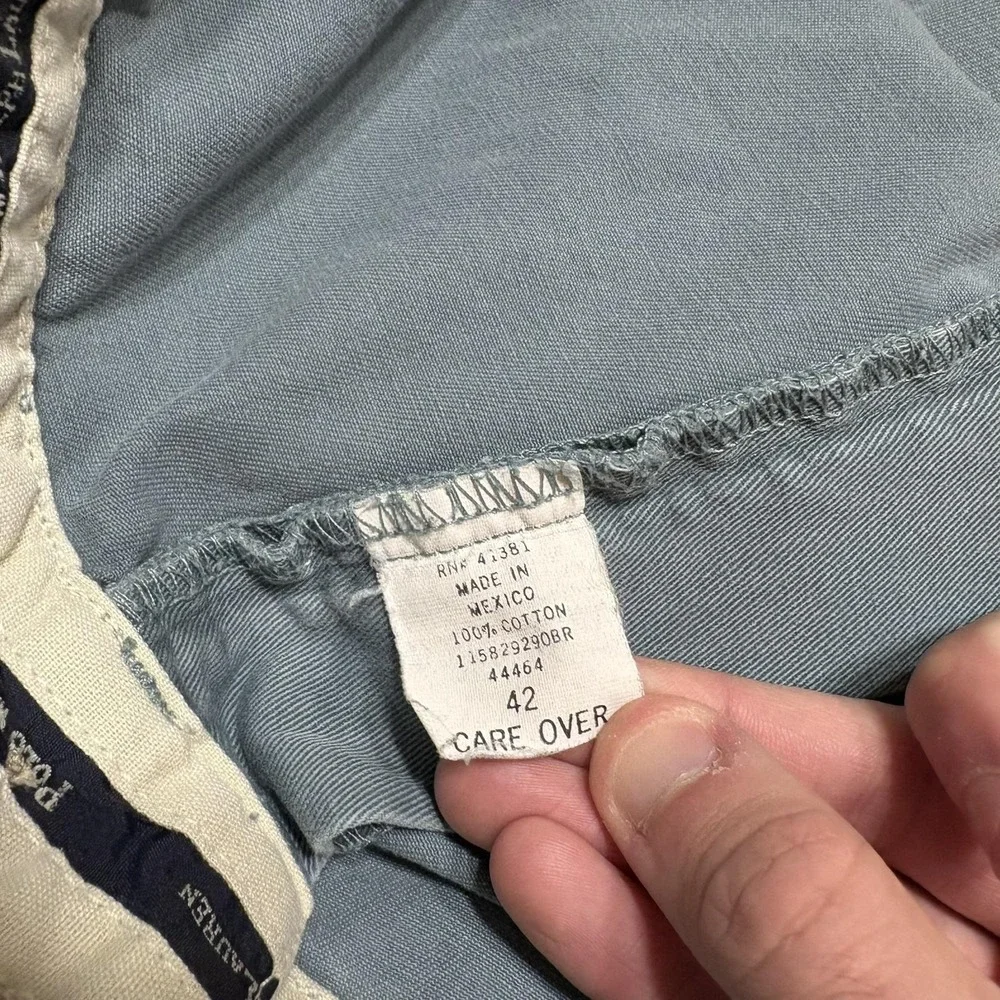 Vtg Polo Ralph Lauren Shorts Mens 40 Blue Pleated Chino Canvas Relaxed Fit 90s